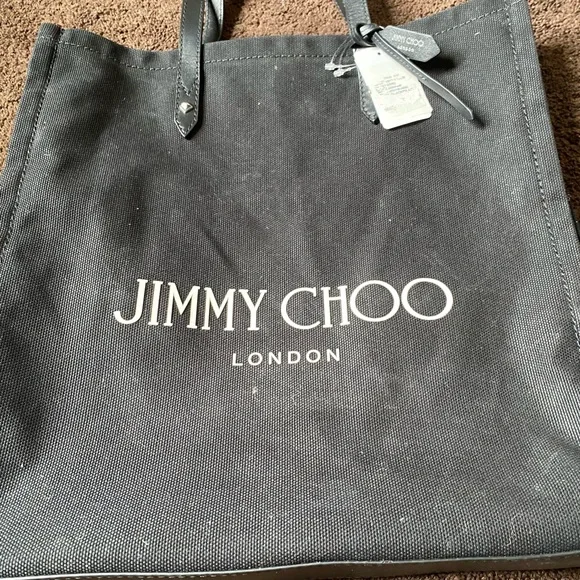 Jimmy Choo Tote Bag Canvas Blk Plain Bag - Picture 6 of 7